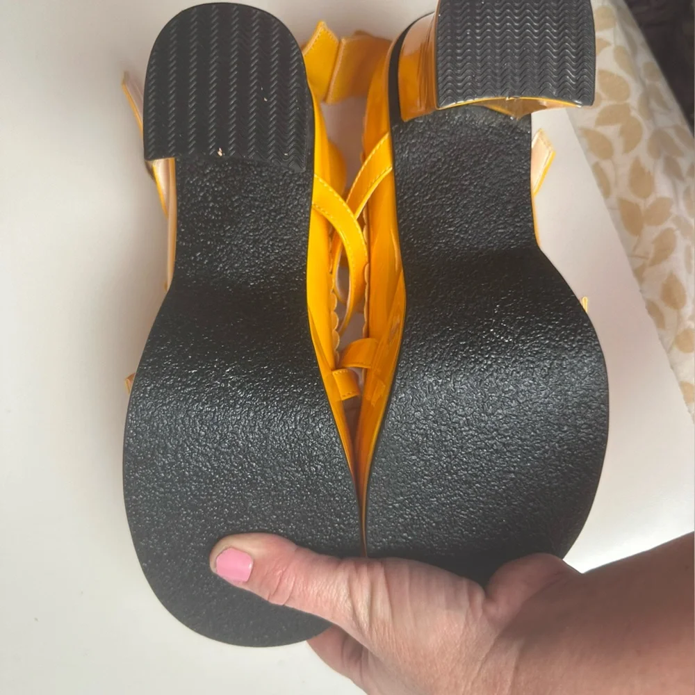 Antaina Yellow Coquette Lolita Bows Strappy Chunky HeelPlatform Shoe NWOT 7.5-8? - Picture 12 of 16